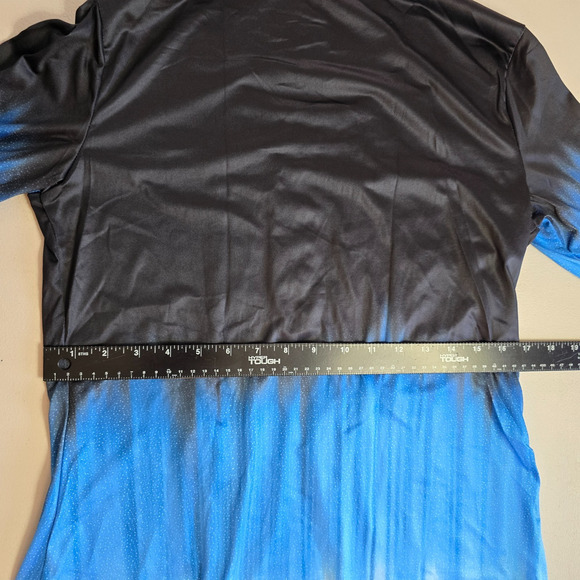 Jiang Wu Blouse Women's XS Black Blue White Fit & Flare 3/4 Sleeves Ruffles NWT - Picture 11 of 16